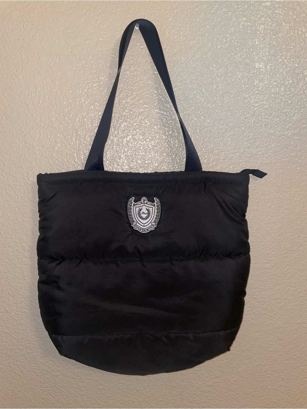 PINK Victoria's Secret Black Quilted Crest Tote